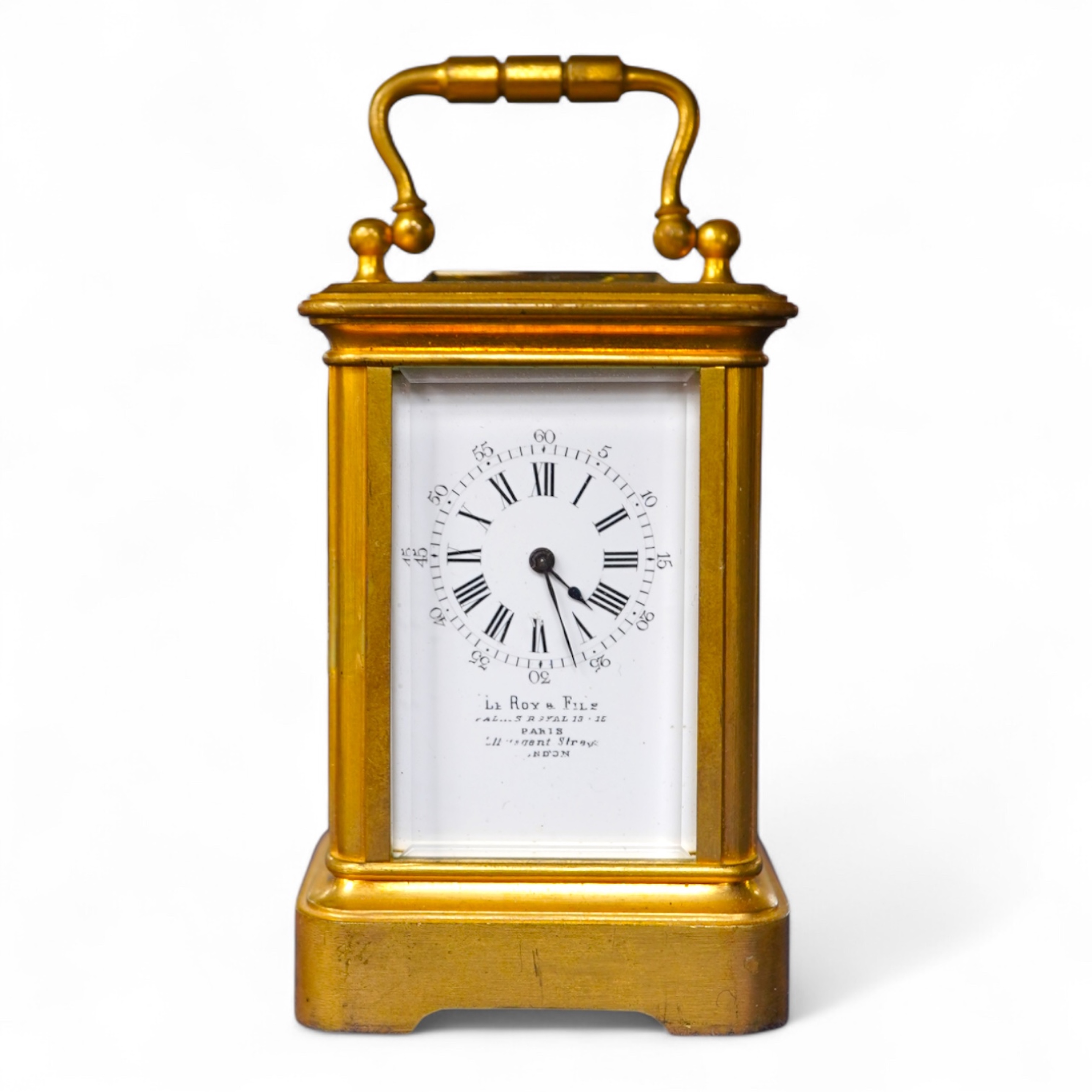 A French Le Roy & Fils cased miniature carriage timepiece, 9.5cm high